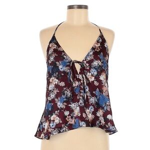 Womens Maroon Floral Tank Top Size Medium
